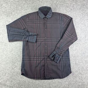 Visconti Limited Edition Shirt Mens M Black Ombre Plaid Signature Series Button*